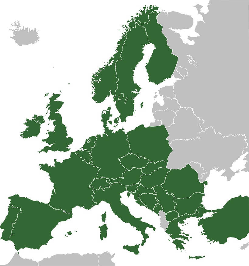Połączenia kolejowe Interrail Kraje Interrail